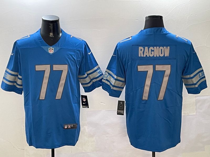 Men Detroit Lions #77 Ragnow Blue Second generation 2024 Nike Limited NFL Jersey style 1->detroit lions->NFL Jersey